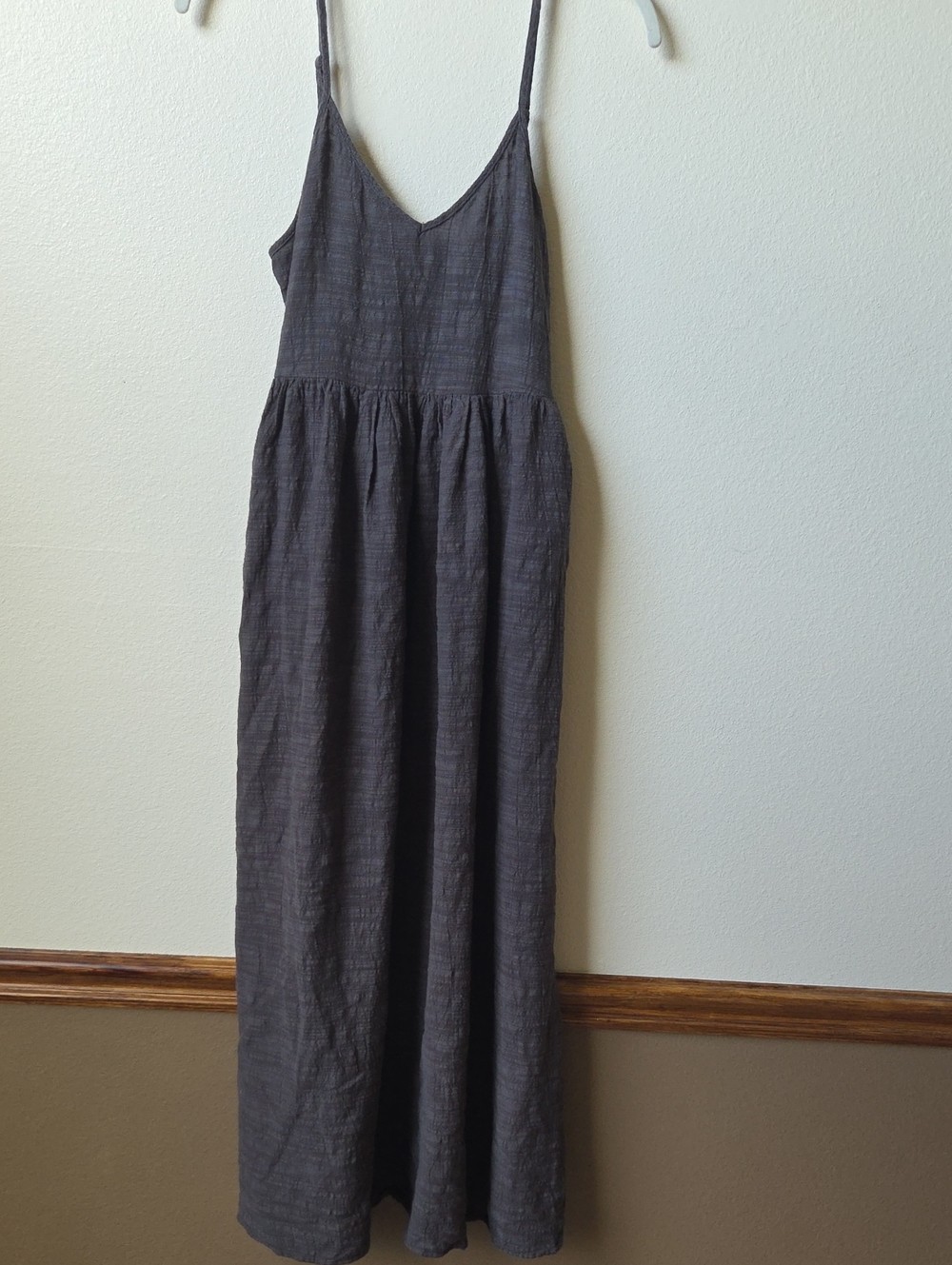 Sleeveless Gauze Maxi Dress in Charcoal Gray Small Resortwear